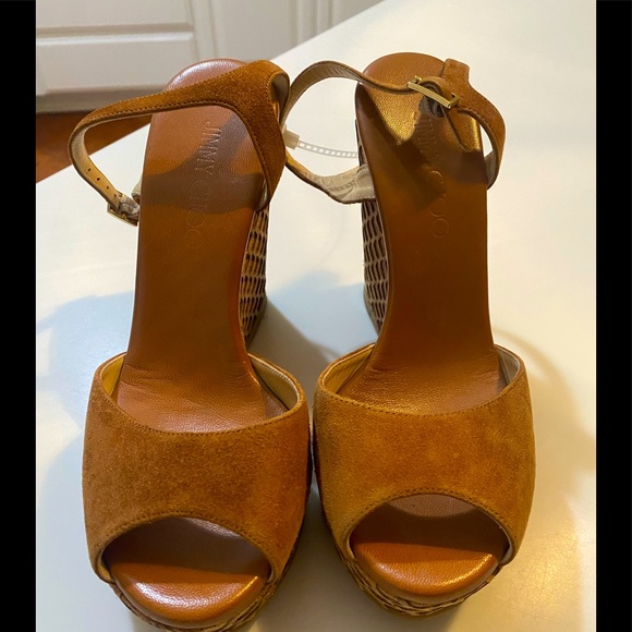 Jimmy Choo Perla 120 Suede Wedge Sandal - Picture 2 of 8